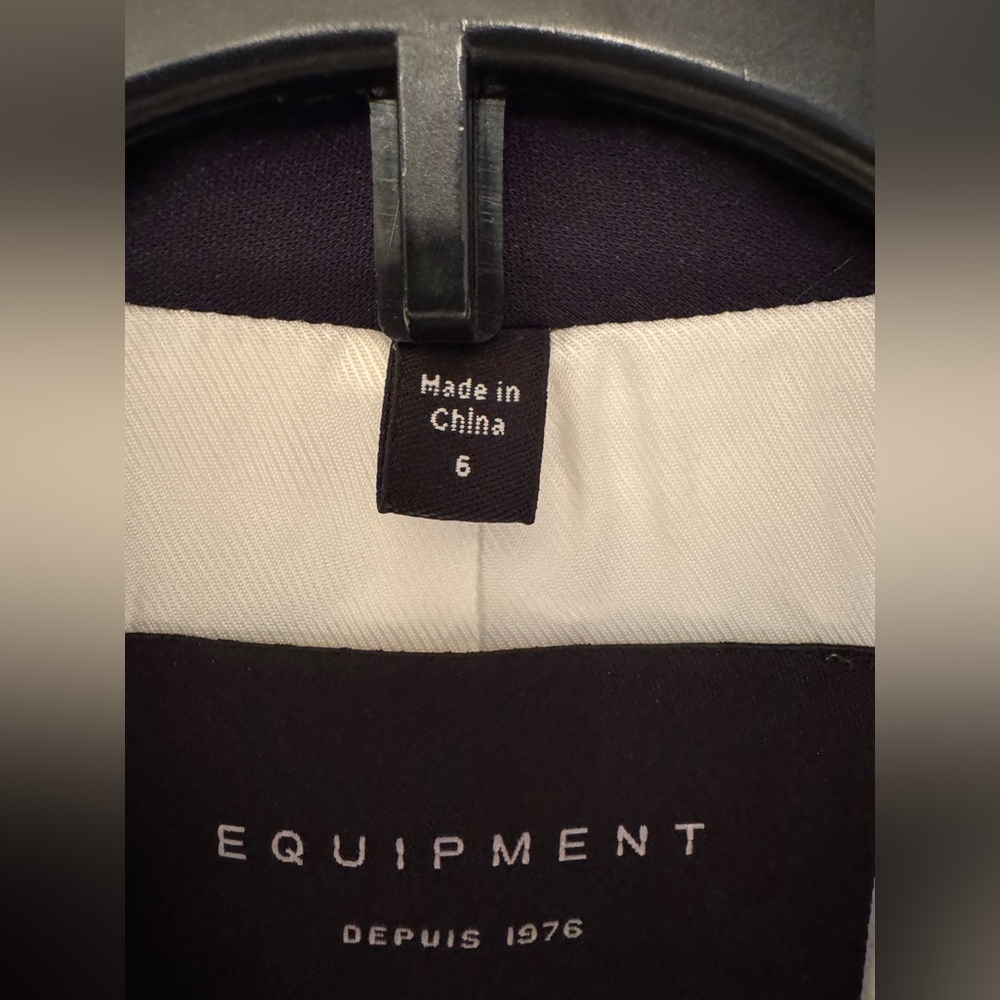 Equipment Quincy Blazer Nature White Eclipse Black Lapel & Trim Women’s Size 6 - Picture 8 of 16